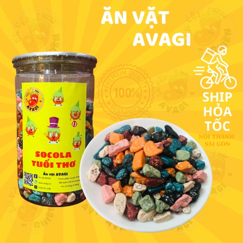 Kẹo socola sỏi đá, socola tuổi thơ đồ ăn vặt AVAGI vừa ngon vừa rẻ