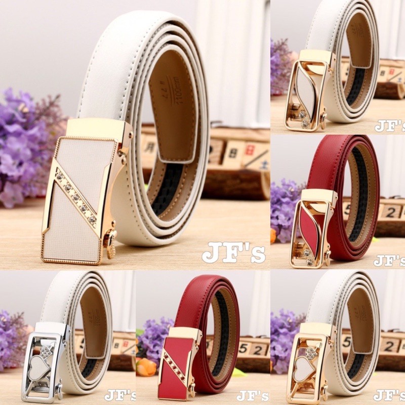 Thắt lưng da nữ khoá tự động, dây lưng nữ thời trang cá tính Johnifashion
