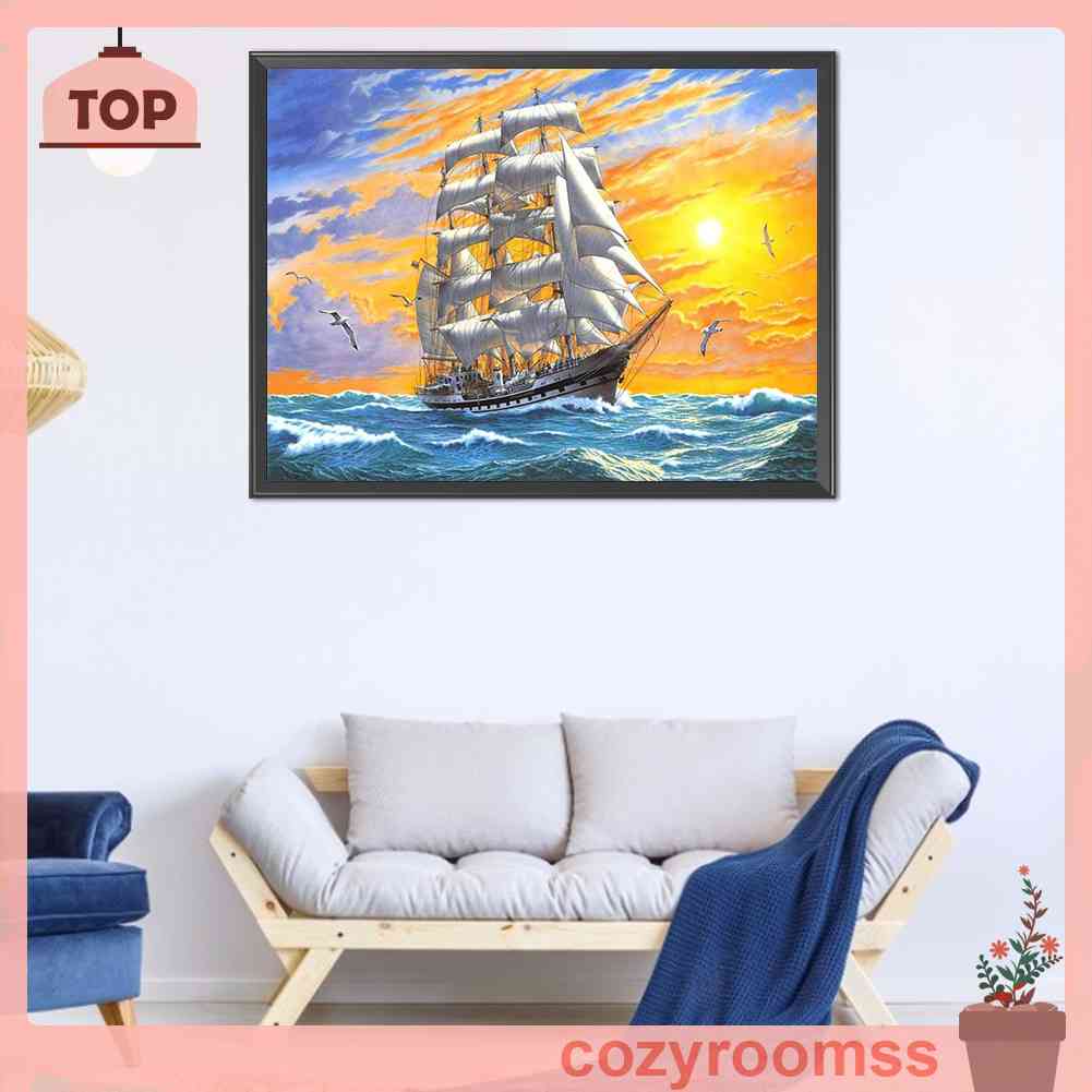 Bộ Tranh Thêu Chữ Thập Toàn Diện 11CT DIY Hình Thuyền Buồm