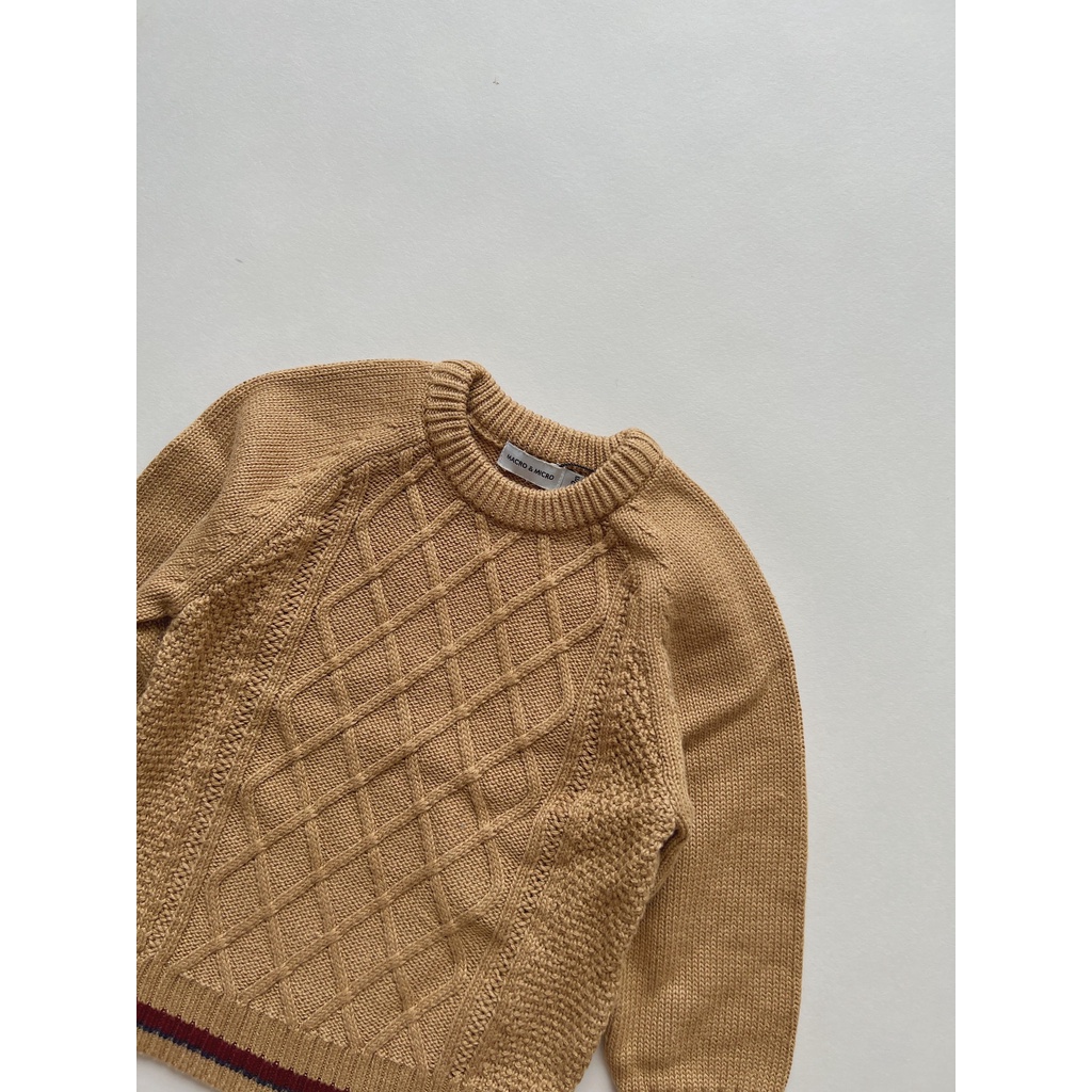 Áo len bé trai hoạ tiết diamond phối viền Macro & Micro Pattern Diamond Knitted Sweater