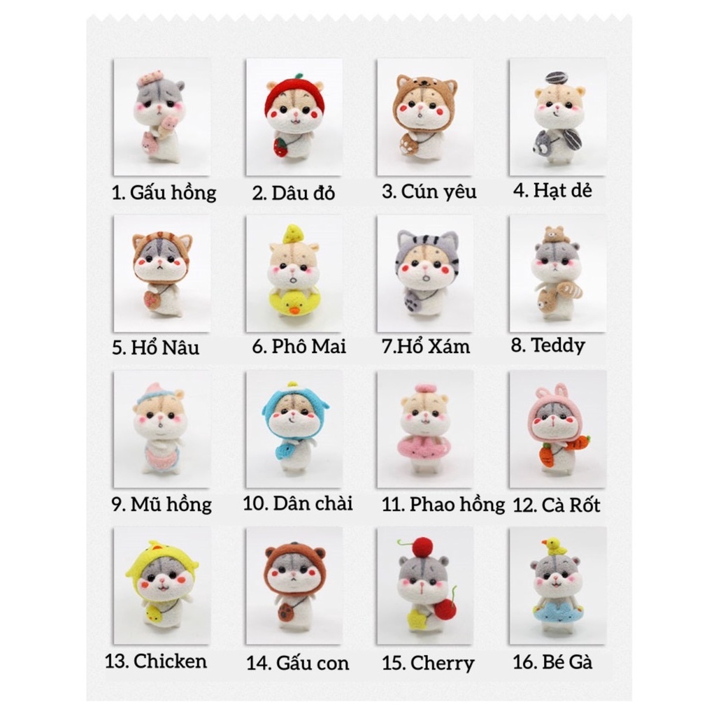 Len Chọc Handmade, Bộ Kit Len Chọc Chuột Hamster Tinh Nghịch