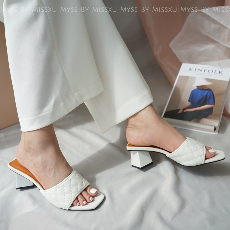 Giày guốc nữ chần ô gót tứ giác 5 cm thời trang MYSS - SU165