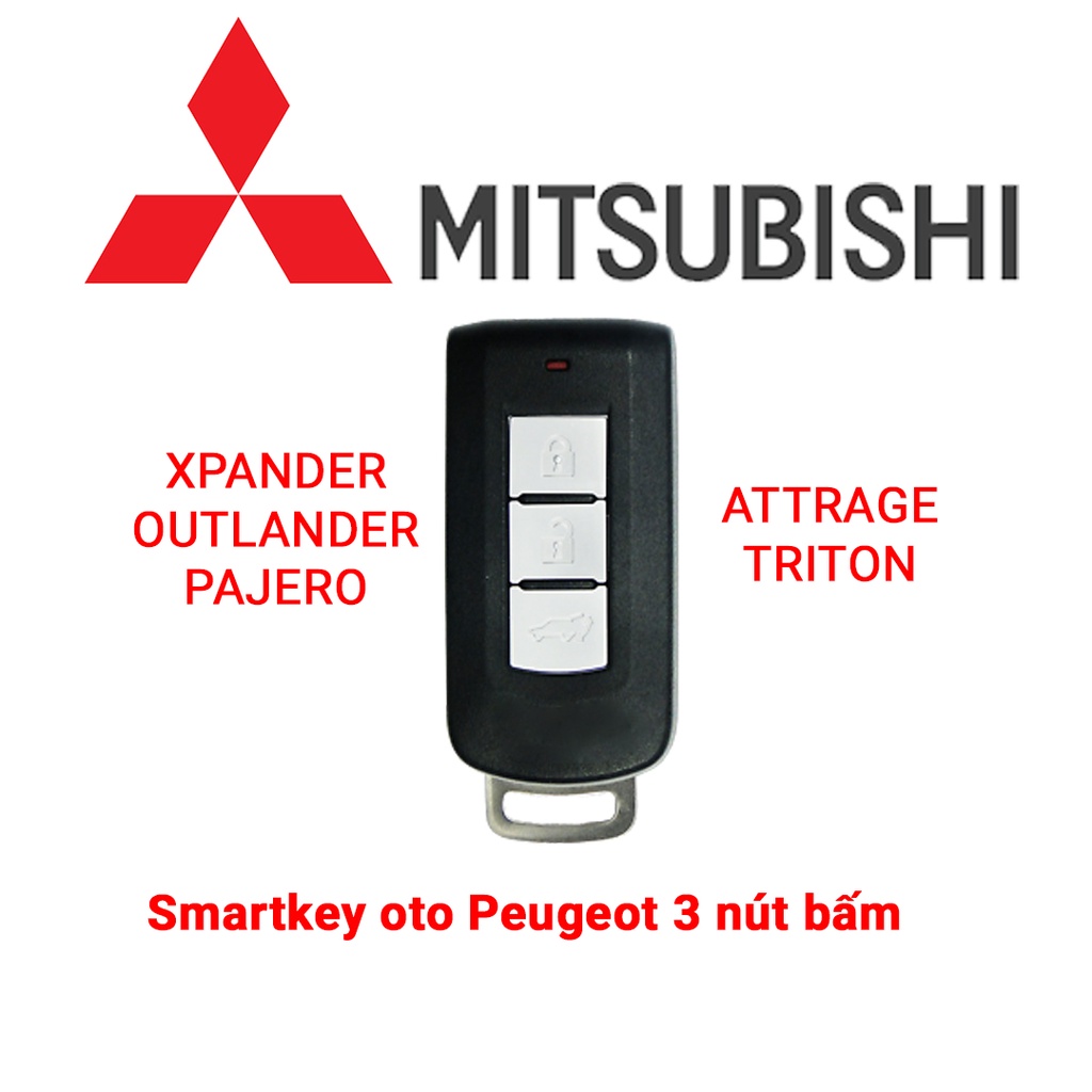Bao da bọc chìa khóa smartkey ô tô Mitsubishi Xpander Triton Athlete Outlander Pajero Attrage 2022 khâu tay móc đen MI