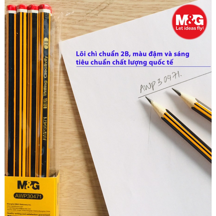 Combo 5 cây bút chì gỗ AWP30471 lõi chuẩn 2B, chất lượng giá tốt