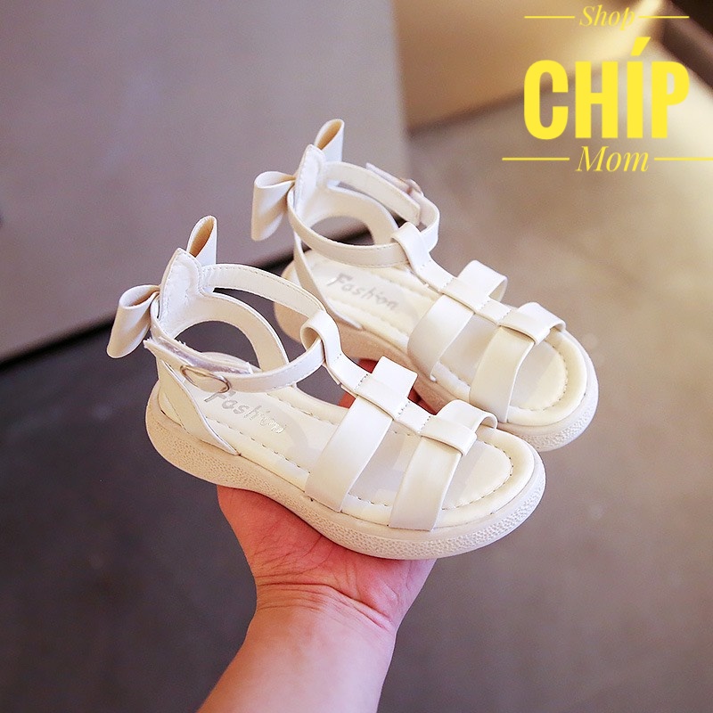 sandal bé gái dép quai hậu chiến binh cho bé đi hoặc da mềm PU đế dẻo êm chân nơ xinh xắn siêu điệu QCCC full hộp  XJS26