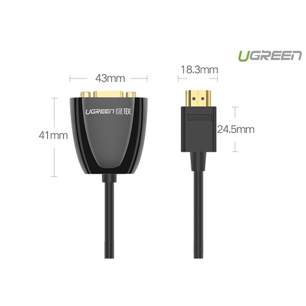 Bộ chuyển đổi HDMI sang VGA độ phân giải 1920*1080@60Hz UGREEN 40253 - Hàng chính hãng BH 18 tháng