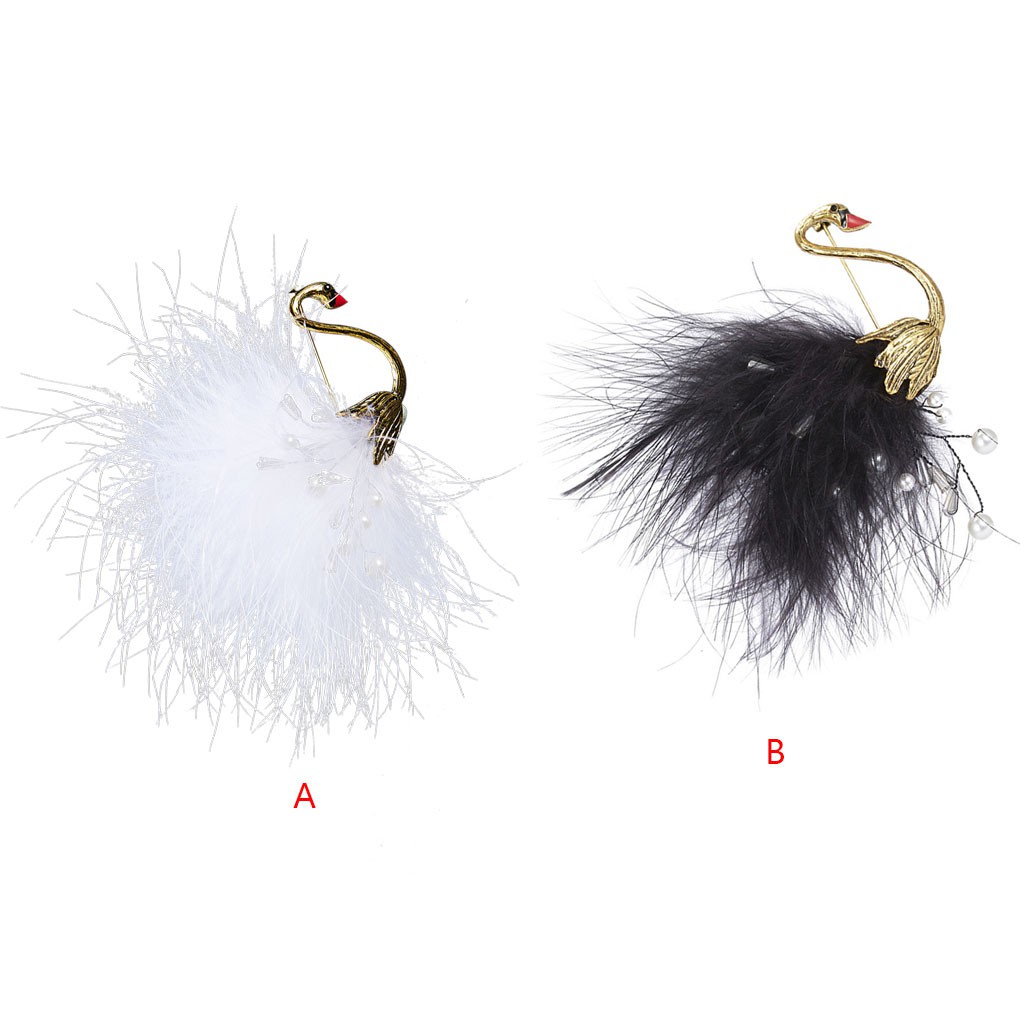 Ghim cài áo hình lông vũ đính ngọc trai nhân tạo phong cách sang trọng cho nữ