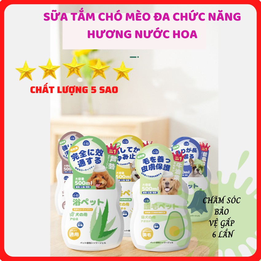 [SẢN PHẨM CAO CẤP] Sữa Tắm Cho Chó Mèo Hương Nước Hoa, Nuôi Dưỡng Chăm Sóc Lông, Bảo Vệ Da Thú Cưng loại 500ml