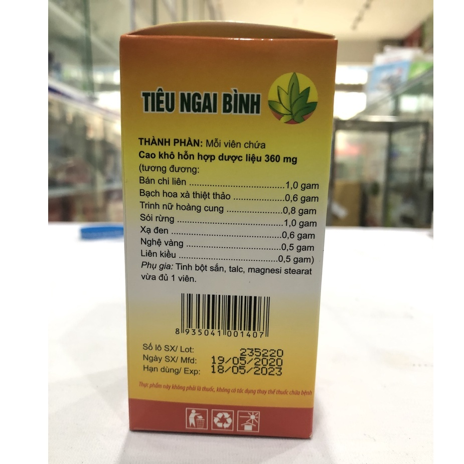 Viên uống Tiêu Ngai Bình hỗ trợ điều trị u xơ tử cung, phì đại tiền liệt tuyến, tăng khả năng miễn dịch - Hộp 60 viên