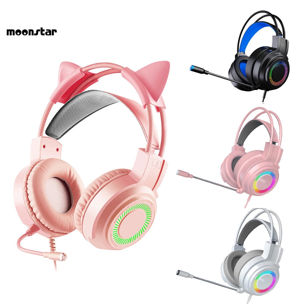 MS   Wide Compatibility Wired Headphone Gaming Headphone with Colorful Lights HD Sound for Gamer