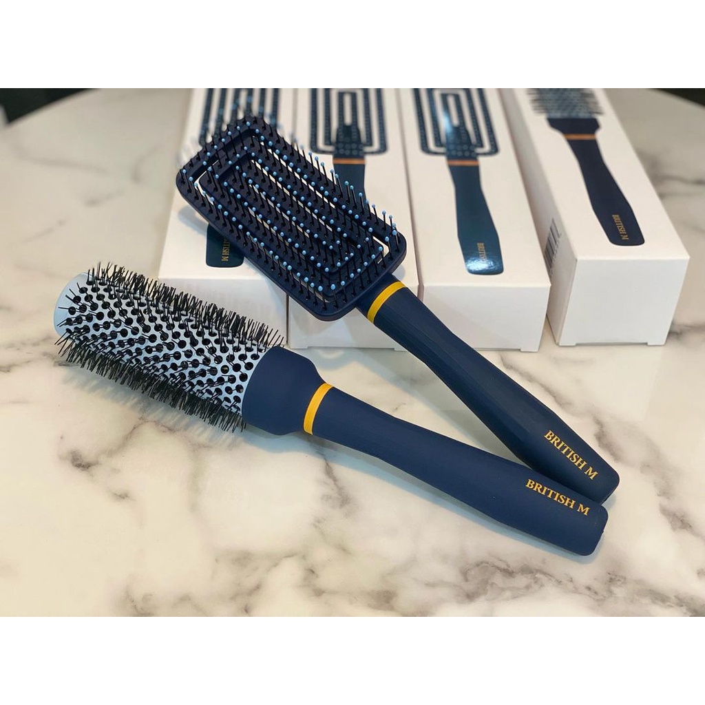 Lược gỡ rối, lược tròn tạo kiểu tóc nam nữ BRITISH M FLEX GENTLE BRUSH