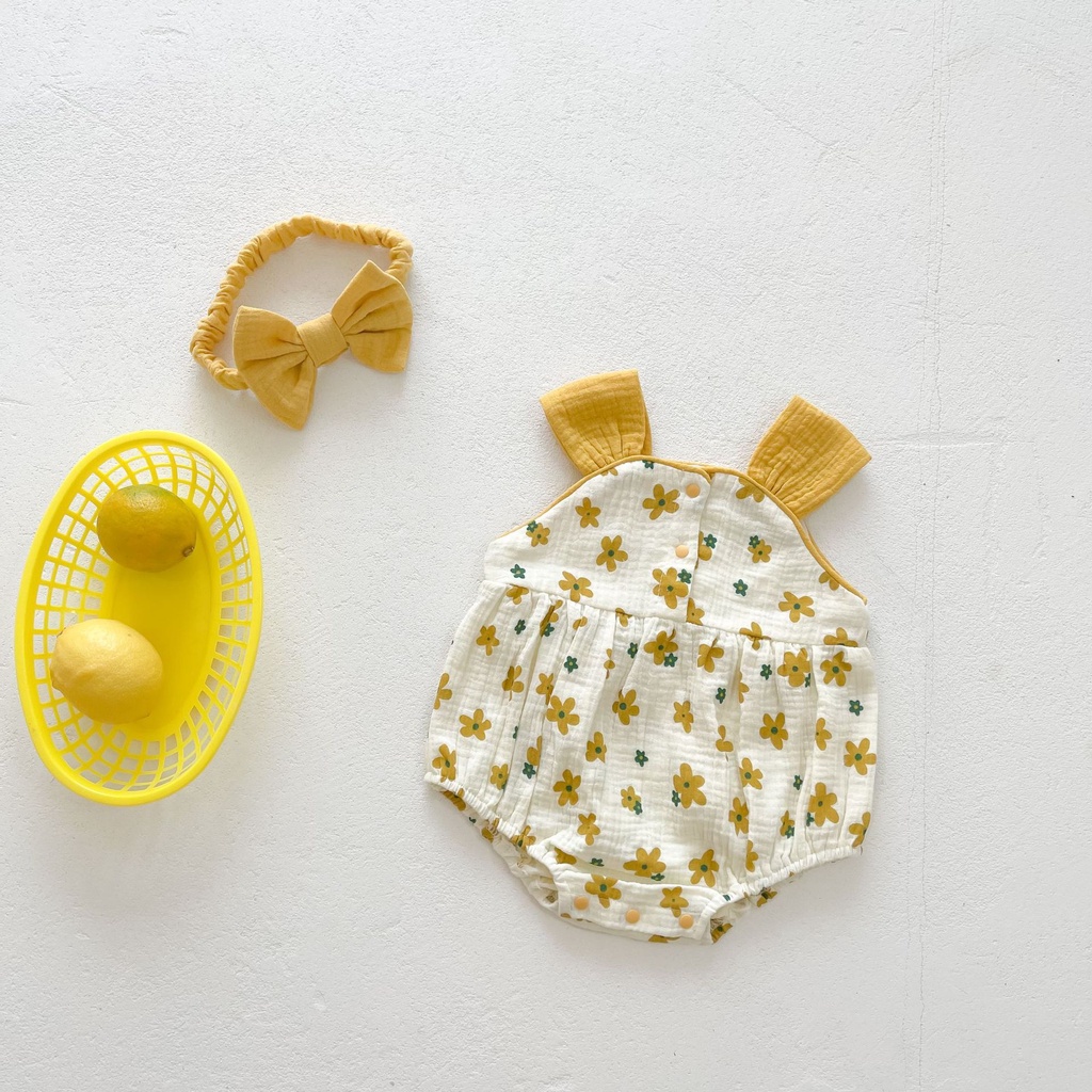 Đồ Áo Liền Quần In Hoa Cho Bé Mới Sinh