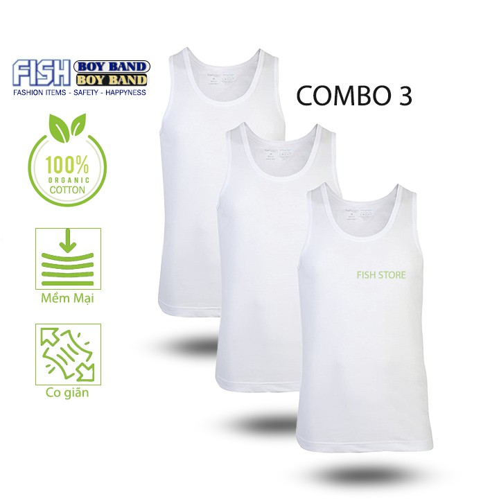 Áo lót nam cotton 3 cái trắng ba lỗ sát nách hanoisimex thấm hút mồ hôi tốt FF04B