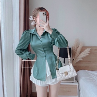 [Shop NÀNG BÉO 50KG ĐẾN 90KG ] Áo sơ mi cột eo sành điệu