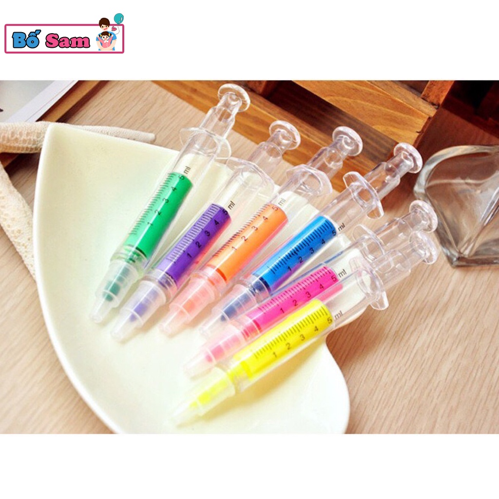 Bút nhớ dòng hình ống tiêm cute đánh dấu nhiều màu ghi chú Shop Bố Sam