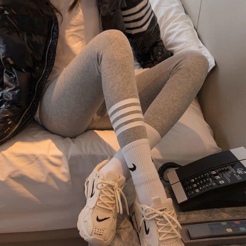 Quần legging nữ len tăm phối sọc co giãn giữ nhiệt hàng Quảng Châu cao cấp