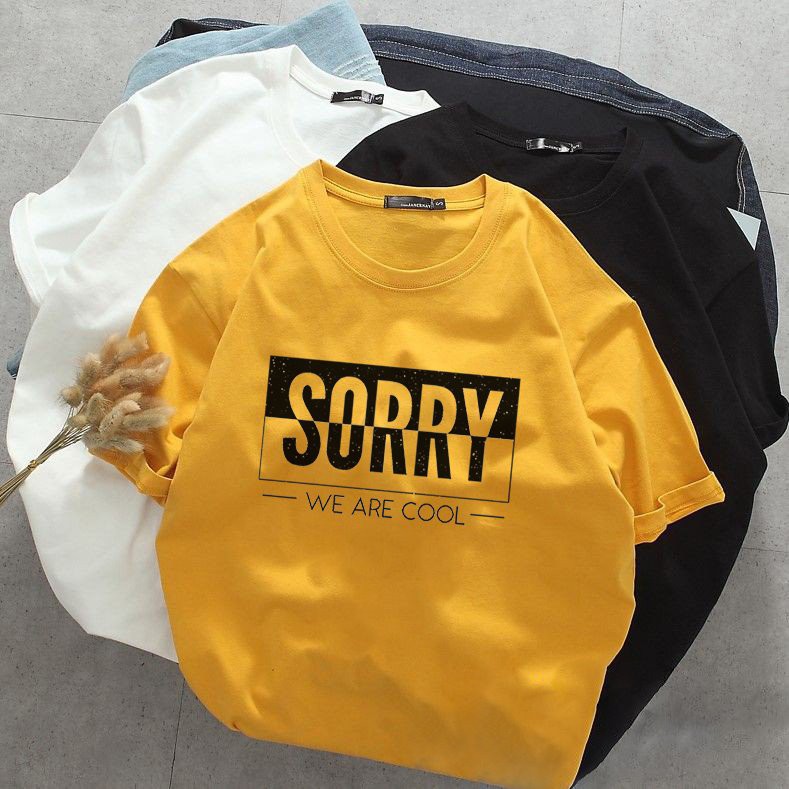 Áo thun unisex form rộng chữ kiểu sorry vải dày mịn 20T2714