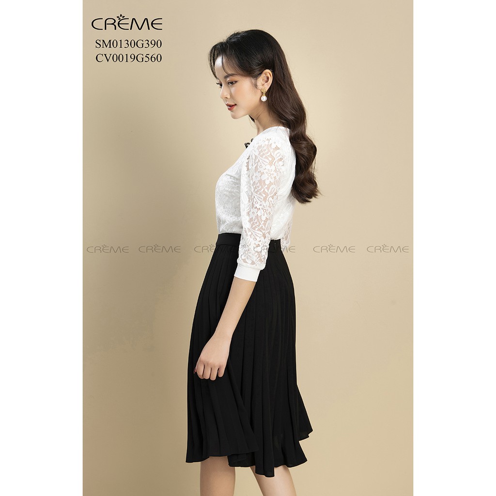 [Mã FASHIONMALLT4 giảm 15% đơn 150k] Áo sơ mi ren tay lỡ SM0130 CREME | BigBuy360 - bigbuy360.vn