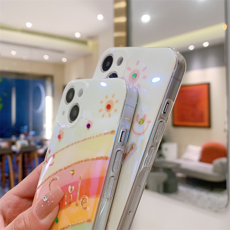 Ốp Điện Thoại Mềm Họa Tiết Kim Cương Chấm Màu Cầu Vồng Cho iPhone 13 / 12 Pro Max iP11