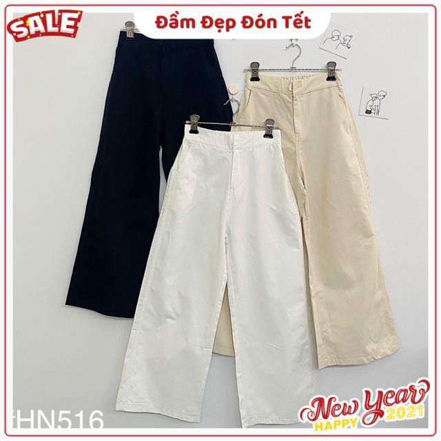 Quần Nữ PION CULOTES chất vải kaki thun dày dặn cạp cao dễ mix đồ from chuẩn tone màu basic ống uống rộng