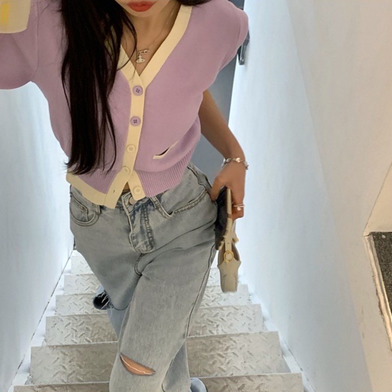 Áo khoác cardigan dệt kim dáng ngắn thời trang mùa hè xinh xắn cho nữ | BigBuy360 - bigbuy360.vn