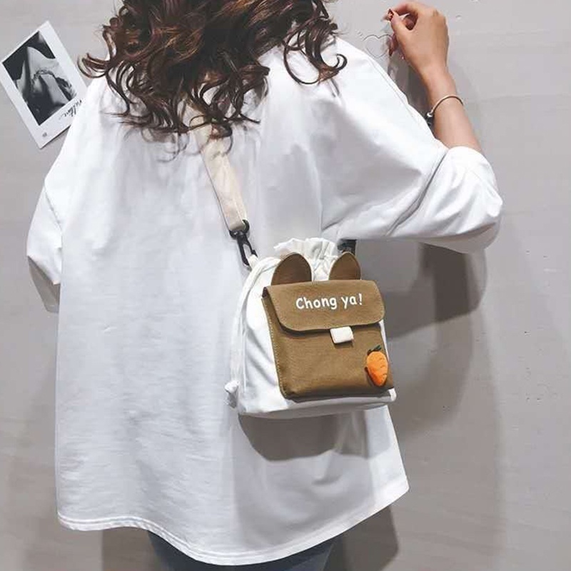 Túi Vải Canvas Đựng Điện Thoại Thiết Kế Dễ Thương Cho Nữ Sinh