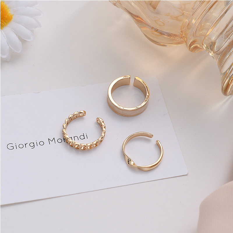 Set 3 Nhẫn Kiểu Dáng Đơn Giản, Trẻ Trung Cho Nữ