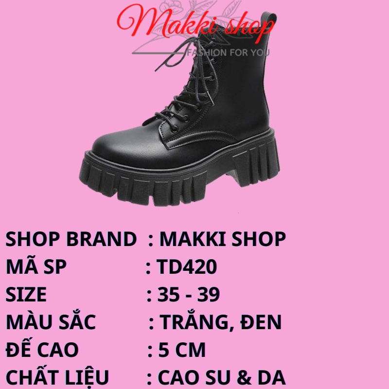 Boot nữ cao cổ buộc dây, giày bốt nữ đế cao thời trang cao cấp MAKKI SHOP TD420