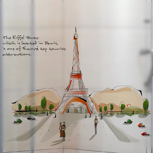Decal trang trí kính cao cấp mẫu Tháp lớn (60cm x 58cm)