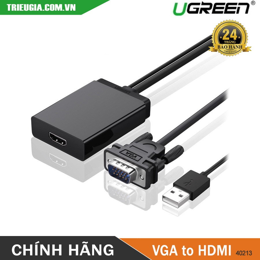Cáp Chuyển VGA Ra HDMI Tích Hợp Audio Chính Hãng Ugreen 40213