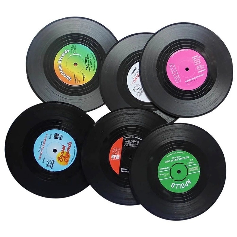 1 Tấm Lót Cốc Nước/Đồ Uống Cách Nhiệt Chống Trượt Hình Đĩa Than Chất Liệu Vinyl