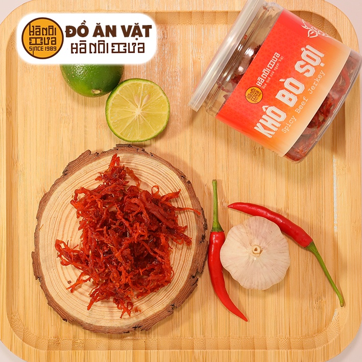 Khô bò sợi xé cay Hà Nội Xưa thịt bò loại 1 đảm bảo an toàn vệ sinh đồ ăn vặt ngon rẻ gói hộp-50g, 130g, 200g