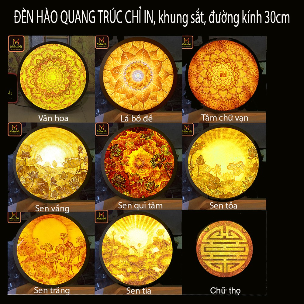 Sx -  Đèn Hào Quang 198, khung sắt, Đường kính 30cm  [ tượng phật bà quan âm