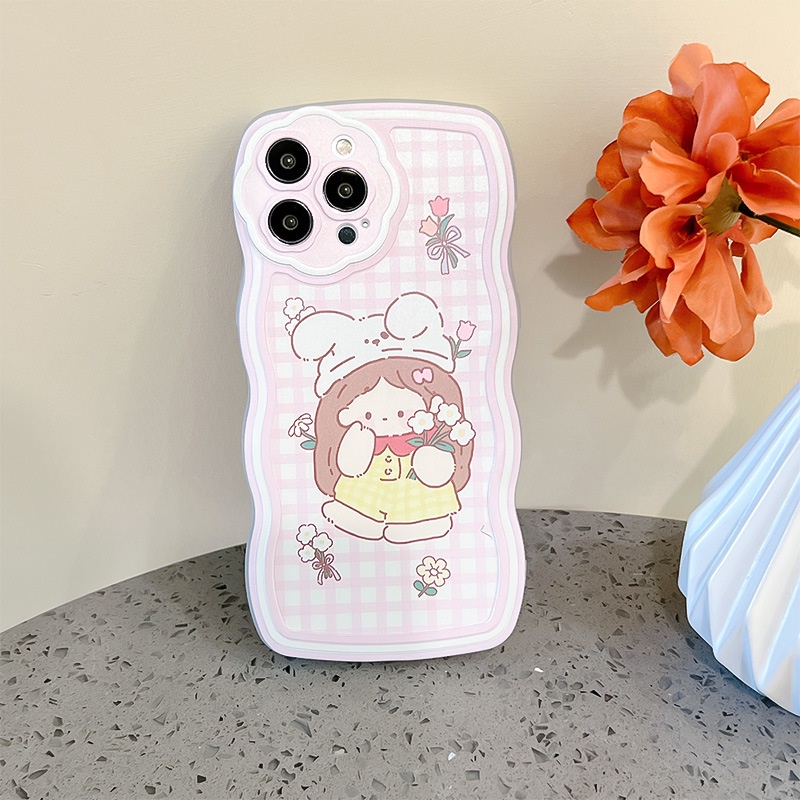 Ốp Điện Thoại Hình Cô Gái Và Hoa Xinh Xắn Cho for iphone 7 / 7plus / 8 / 8plus / xs / 11 / 12 / 13 / 14 / pro / max / plus / promax