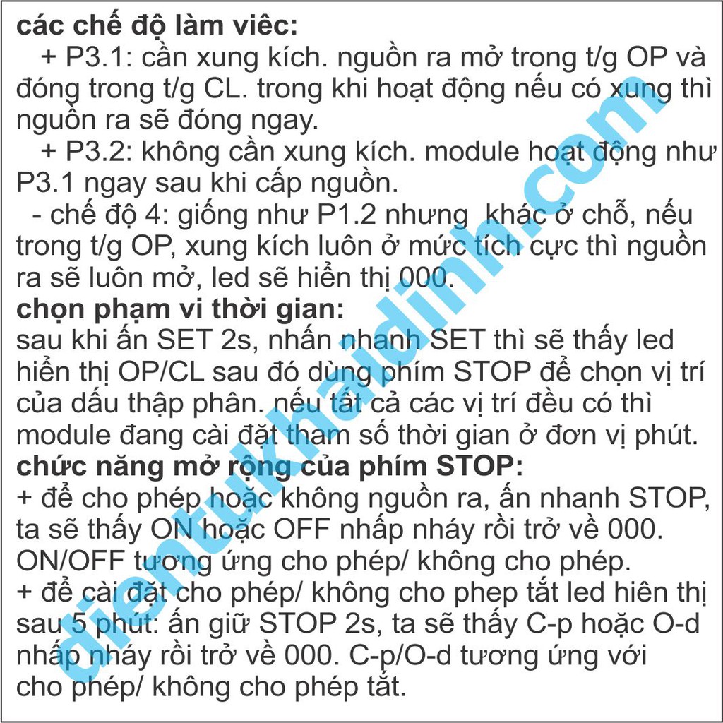 MODULE DELAY, đóng mở thiết bị 0.1S-999phút 3 LED 7 đoạn HIỂN THỊ, 4 PHÍM NHẬP, dùng MOSFET kde4900