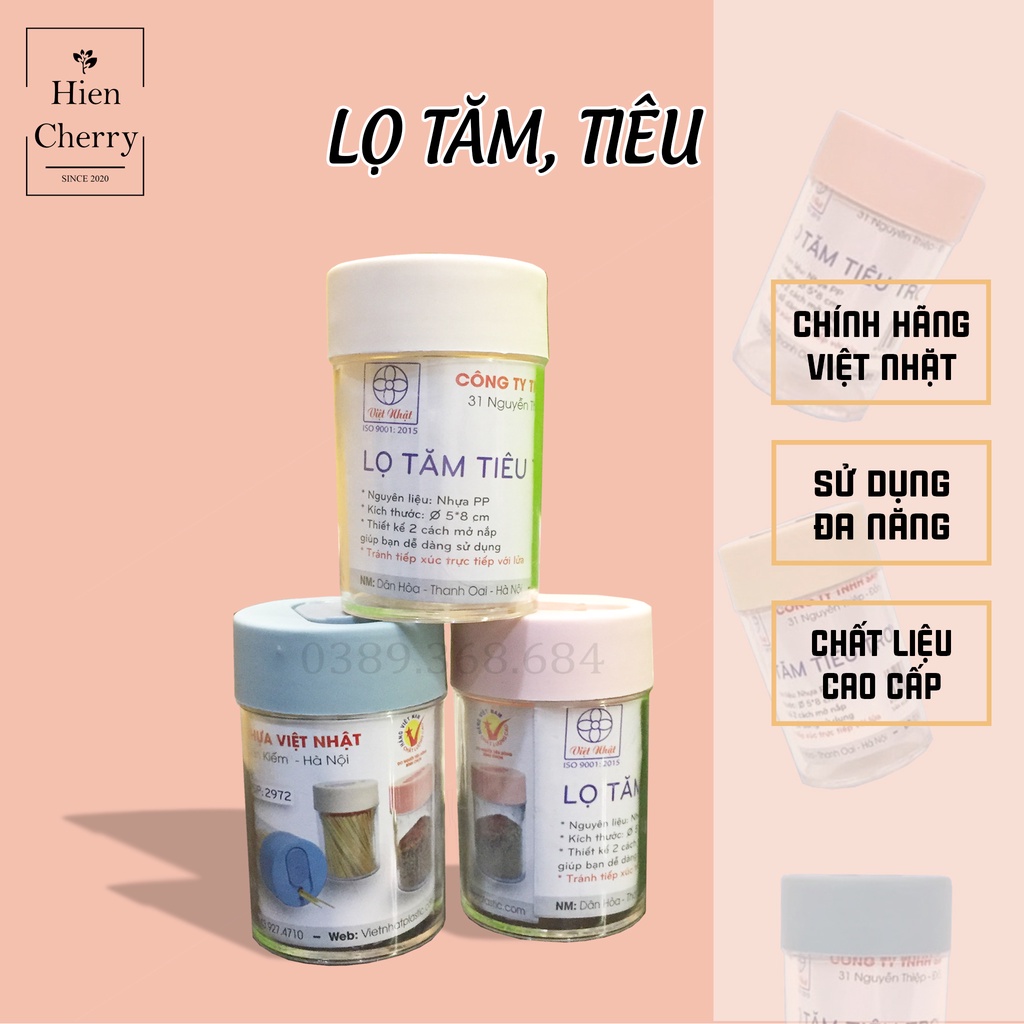Lọ tăm nhựa Việt Nhật 2972, lọ đựng tăm, đựng hạt tiêu đa năng, tiện dụng