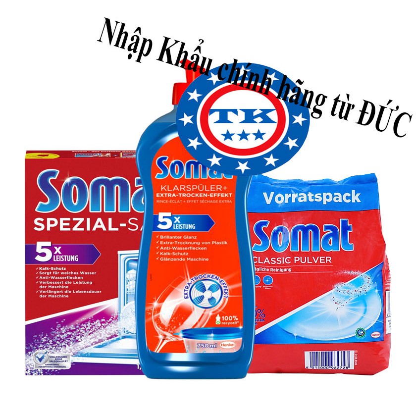 Combo 2 Bịch Bột Rửa Ly - Bát Chuyên Dùng Cho Máy Somat 1,2kg - Đức