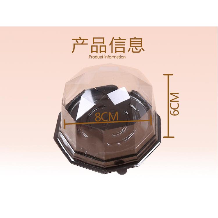 Hộp Nhựa Đế Nâu Hình Kim Cương, Để Bánh Trung Thu 150gr