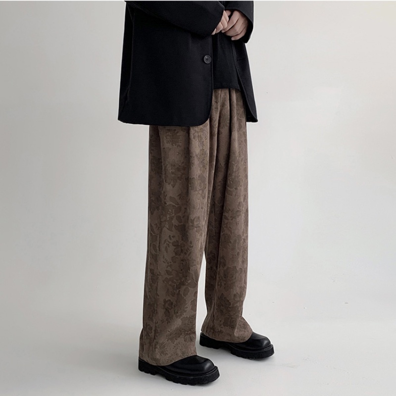 ♞AFF LIGA♞ Quần dài ống rộng vải corduroy phong cách hip hop đường phố cỡ lớn dành cho nam