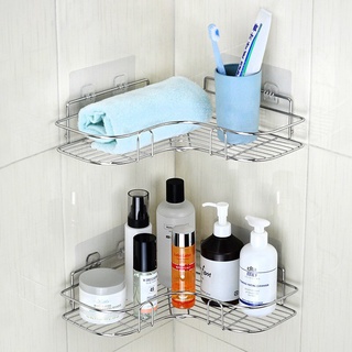 Kệ Góc Để Đồ Nhà Tắm, Nhà Bếp Đa Năng Dán Tường Chất Liệu Thép Không Gỉ, inox Sáng Bóng - Tặng Kèm Miếng Dán