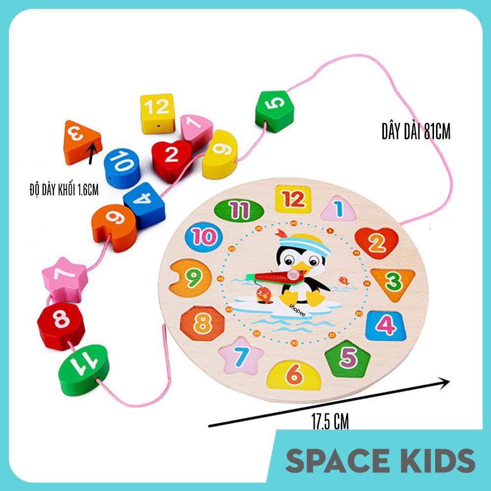 ♥ Đồ chơi đồng hồ gỗ thông minh cho bé học số, hình khối, màu sắc và học xem giờ Space Kids ♥