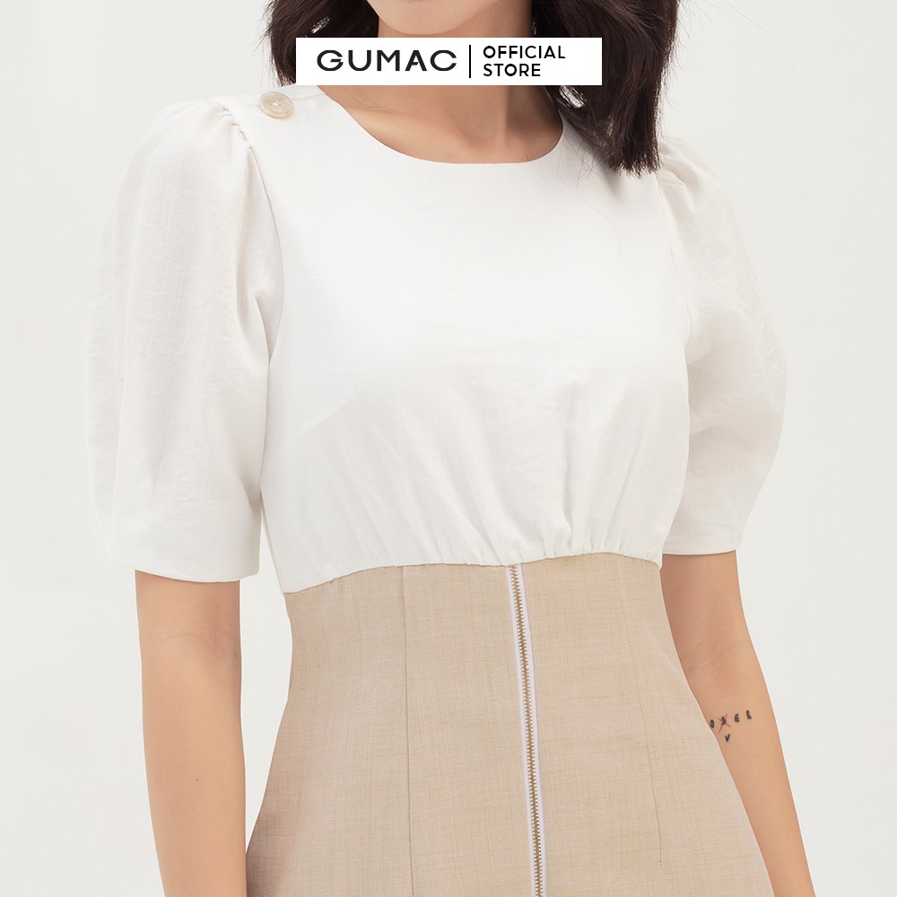 [Mã MABR07062 giảm 8% tối đa 50K đơn từ 249K] Đầm ôm nữ tay lỡ phối màu GUMAC đồ công sở thanh lịch, sang trọng DB392 | BigBuy360 - bigbuy360.vn