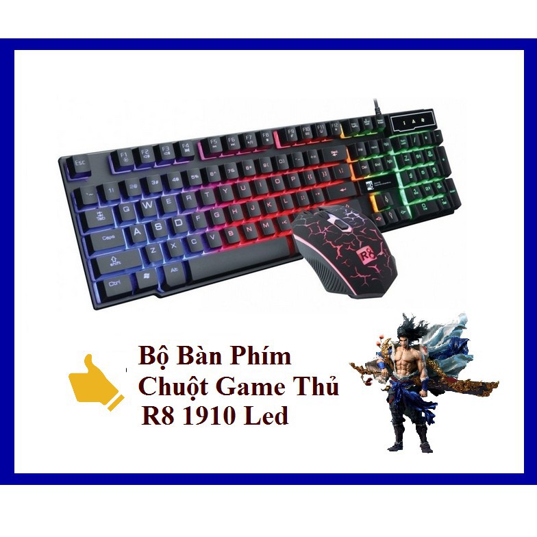 Bộ bàn phím giả cơ và chuột chuyên game R8 1910 Led 7 màu (Đen)