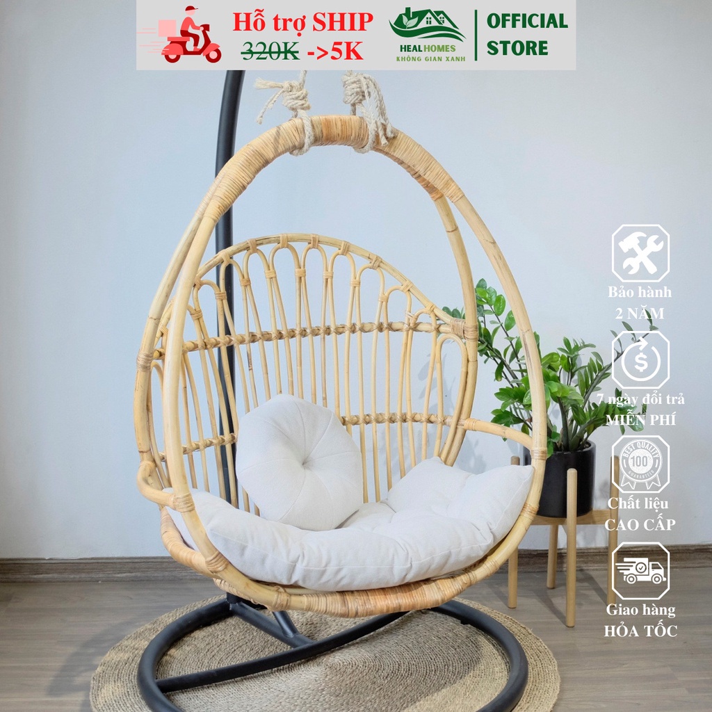 Xích đu mây cao cấp, derco sân vườn, trang trí ban công, đồ chơi cho  bé, ghế tổ chim cho bà bầu thư giãn / HealHomes