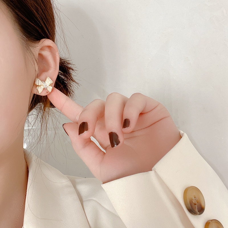 Khuyên Tai Mạ Bạc Đính Nơ Phong Cách Ngọt Ngào Cao Cấp 2022