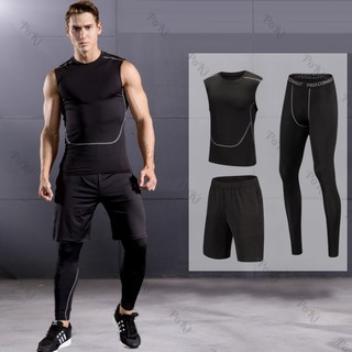 Bộ quần áo thể thao nam 3in1 HỞ VAI, bộ đồ tập GYM thoáng khí, siêu nhẹ chất vải cao cấp - POKI
