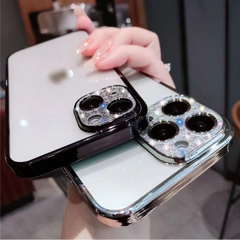 Ốp Điện Thoại Cạnh Mềm Mạ Điện Có Màng Bảo Vệ Lens Cho IPhone 13 12 11 Pro Max XS Max XR X 8 7 Plus