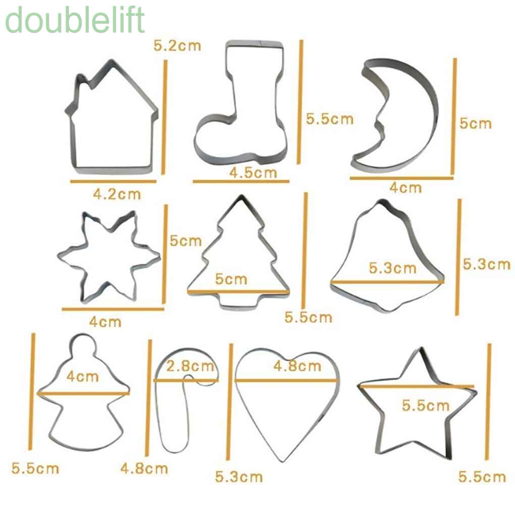 Set 10 khuôn cắt bánh bằng tạo hình thép không gỉ tạo hình chủ đề giáng sinh