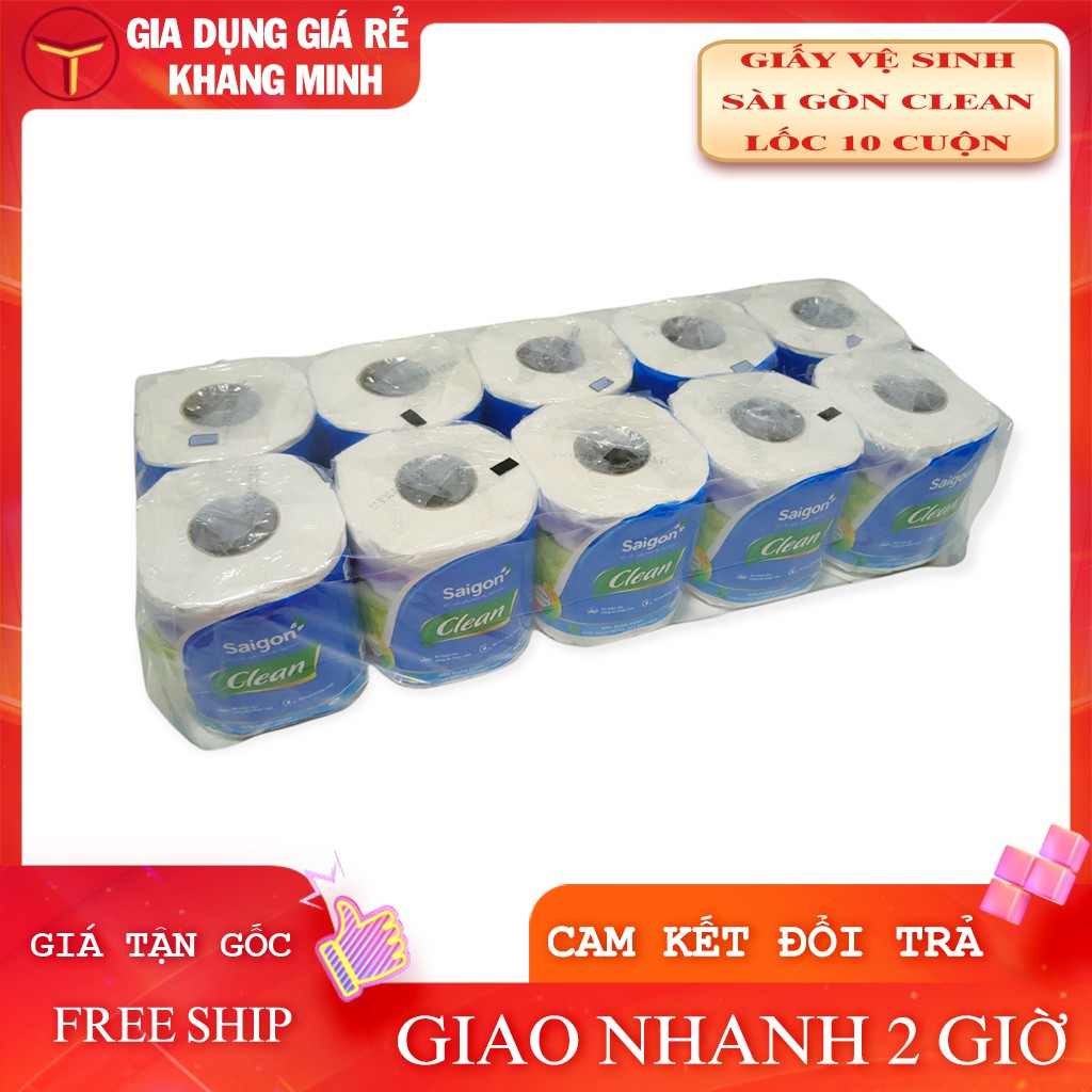 Giấy Vệ Sinh Sài Gòn Clean Có Lõi 2 Lớp Lốc 10 Cuộn