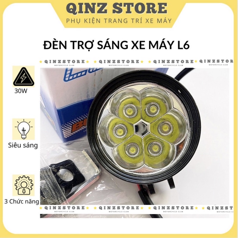 Đèn trợ sáng l6 ngắn, đèn trợ sáng xe máy đèn led QINZSTORE